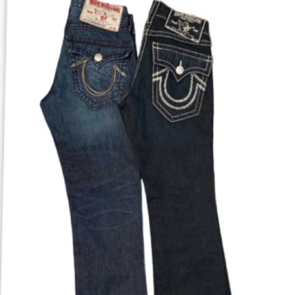 TRUE RELIGION 2 Low Rise Boot Cut Flare 💯 Cotton Jeans Size 28 - Picture 12 of 16